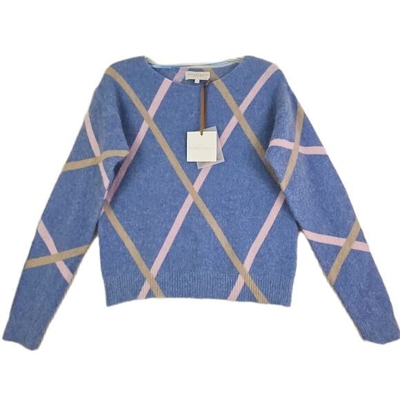 Bianco&Blu ~Woman Size L~ Argyre Blue Mohair Blend Sweater Luxury Made in Italy. - Picture 5 of 13